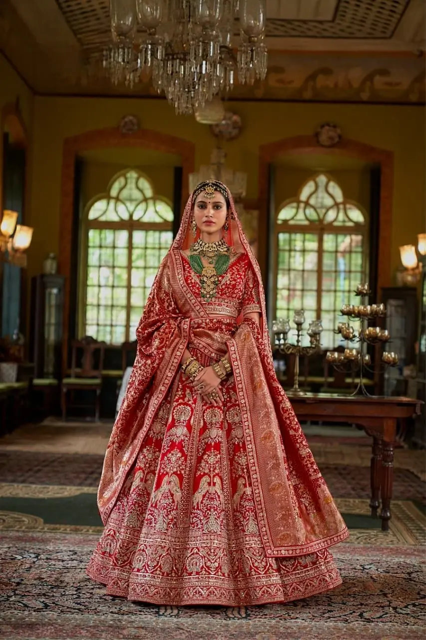 Ivory White Mughal Heritage Zardozi Bridal Lehenga Choli